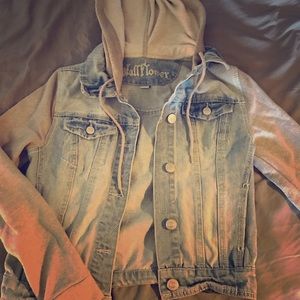 Wallflower faded jean jacket with hood